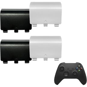 4 Pack Battery Back Cover for Xbox Series X Controller, Battery Cover Door Compatible with Xbox Series S Controller, Battery Back Shell Repair Part Compatible with Xbox Series X/Series S Controller (Black)