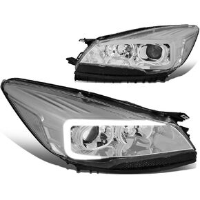 Auto Dynasty LED DRL Projector Headlights Assembly Compatible with Ford Escape 13-16, Pair, Black Housing