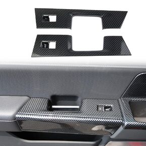 Korlot Carbon Fiber Interior Front Door Window Switch Panel Cover Trim for Ford F150 2021+ Decoration Accessories