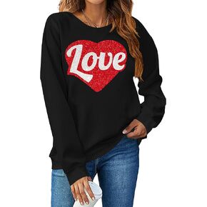 Valentines Day Sweatshirt for Women: Love Heart Graphic Long Sleeve Valentine Pullover Top Casual Valentines Gifts