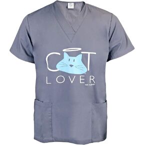 Dog is Good Scrub Top Cat Lover - Relaxed Fit, Pockets, Gift for Cat Lovers, Veterinarians, Vet Techs, Nurses