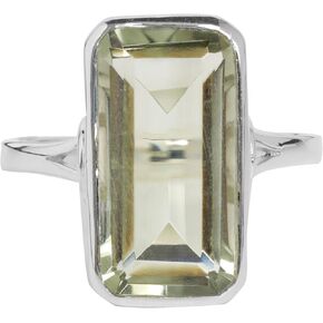 YoTreasure Green Amethyst 'Singular Splendor' Ring Solid 925 Sterling Silver Jewelry