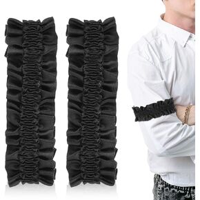 Sleeve Garters for Men, 2 Pcs 1920's Sleeve Bands Arm Bands Anti-Slip Sleeve Holders, Roaring 20s Costumes for Men Arm Garters Shirt Belt Mens Accessories Armband Garter Party Decoration (Black)