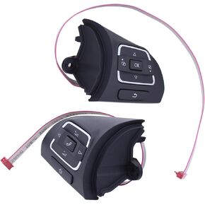 ApplianPar 2 قطعة زر التحكم في عجلة القيادة اليسرى واليمنى لـ Amarok Caddy Golf Jetta Tiguan