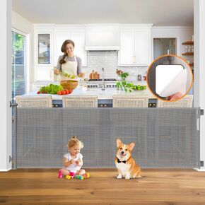 No-Drill 100" Extra Wide Baby Gate No Drill Retractable Baby Gates for Doorways No Drilling Retractable Pet Gate Indoor Extra Long Dog Gate for Stairs No Drilling Retractable Outdoor Gates for Decks