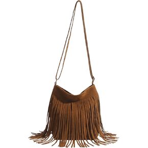 GORGLITTER Women's Western Fringe Bag Cowgirl Purse Faux Suede Crossbody Bag with Tassel