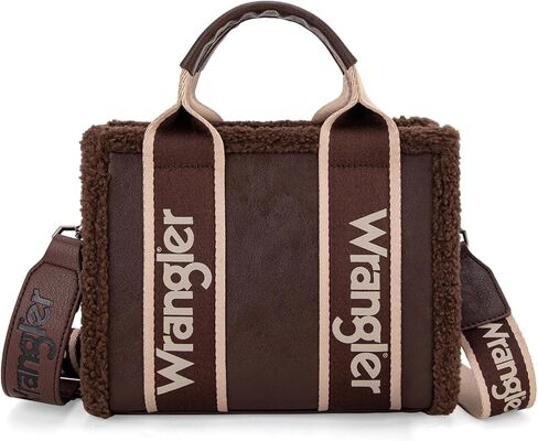 Wrangler Tote Bag for Women Fluffy Sherpa Top-Handle Lamb Wool Handbags with Crossbody Strap in Saudi Arabia