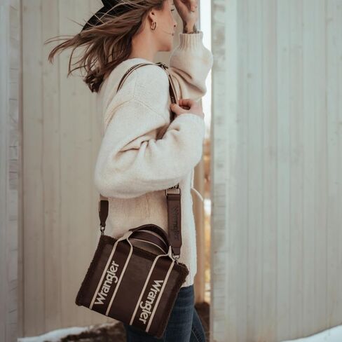 Wrangler Tote Bag for Women Fluffy Sherpa Top-Handle Lamb Wool Handbags with Crossbody Strap in Saudi Arabia