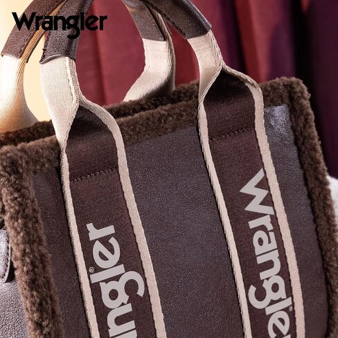 Wrangler Tote Bag for Women Fluffy Sherpa Top-Handle Lamb Wool Handbags with Crossbody Strap in Saudi Arabia