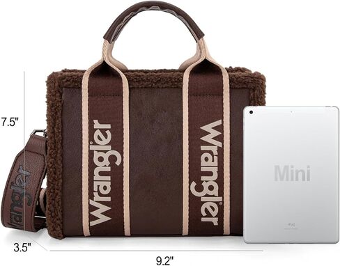 Wrangler Tote Bag for Women Fluffy Sherpa Top-Handle Lamb Wool Handbags with Crossbody Strap in Saudi Arabia