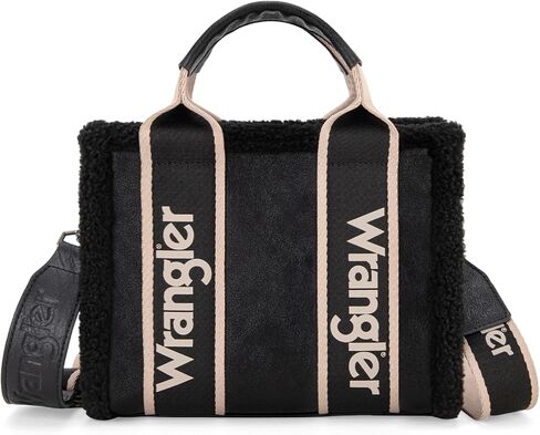 Wrangler Tote Bag for Women Fluffy Sherpa Top-Handle Lamb Wool Handbags with Crossbody Strap in Saudi Arabia