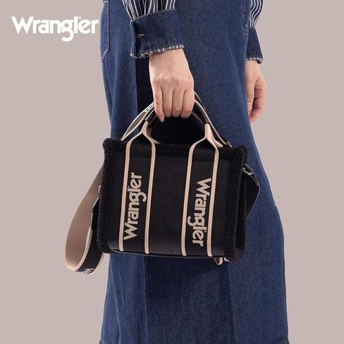Wrangler Tote Bag for Women Fluffy Sherpa Top-Handle Lamb Wool Handbags with Crossbody Strap in Saudi Arabia