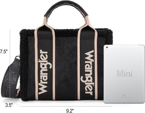 Wrangler Tote Bag for Women Fluffy Sherpa Top-Handle Lamb Wool Handbags with Crossbody Strap in Saudi Arabia