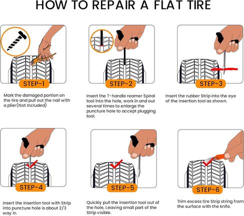GRAND PITSTOP 27 Pcs Universal Tire Repair Kit, Heavy Duty Car Emergency Tool Kit for Flat Tire Puncture Repair, Compact Kit for Autos, Cars, Motorcycles, Trucks, RVs, etc.(15 Strips) in Kuwait