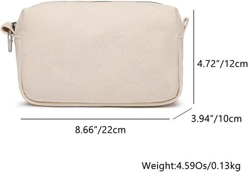 Organizer Bag -Lightweight Cosmetic Bag with Ring Clasp, Perfect Travel Makeup Bag for Women,nylon Stand Up Design (Beige/Canvas) in Kuwait