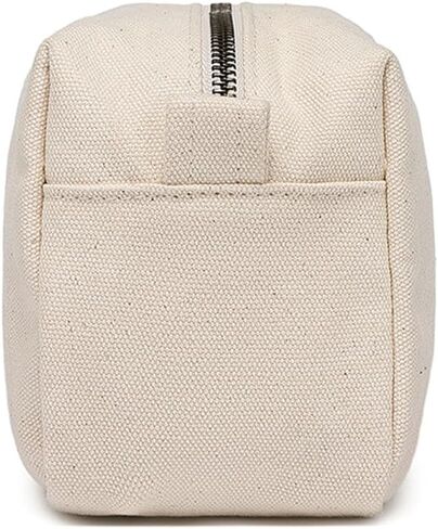 Organizer Bag -Lightweight Cosmetic Bag with Ring Clasp, Perfect Travel Makeup Bag for Women,nylon Stand Up Design (Beige/Canvas) in Kuwait