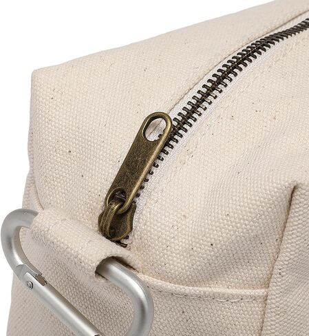 Organizer Bag -Lightweight Cosmetic Bag with Ring Clasp, Perfect Travel Makeup Bag for Women,nylon Stand Up Design (Beige/Canvas) in Kuwait