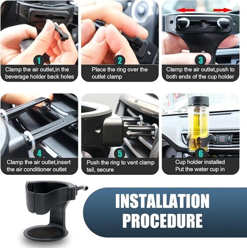 Pack-1 حامل أكواب فتحة تهوية السيارة، حامل منفضة سجائر متعدد الوظائف مضاد للاهتزاز، مقبض موسع للأكواب ABS مقاوم للماء مع وسادة مضادة للانزلاق، عالمي لشاحنات السيارات (أسود) in Kuwait