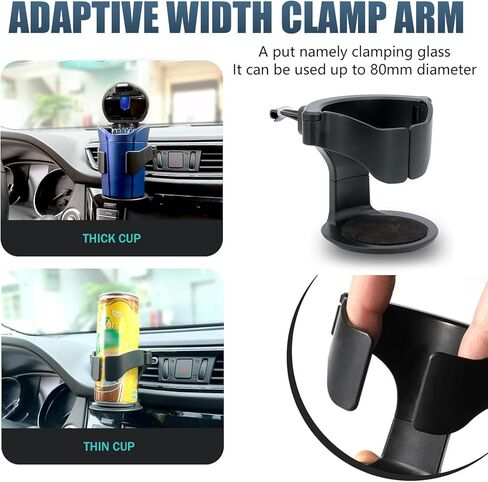 Pack-1 حامل أكواب فتحة تهوية السيارة، حامل منفضة سجائر متعدد الوظائف مضاد للاهتزاز، مقبض موسع للأكواب ABS مقاوم للماء مع وسادة مضادة للانزلاق، عالمي لشاحنات السيارات (أسود) in Kuwait