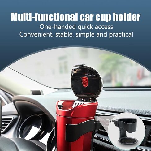 Pack-1 حامل أكواب فتحة تهوية السيارة، حامل منفضة سجائر متعدد الوظائف مضاد للاهتزاز، مقبض موسع للأكواب ABS مقاوم للماء مع وسادة مضادة للانزلاق، عالمي لشاحنات السيارات (أسود) in Kuwait