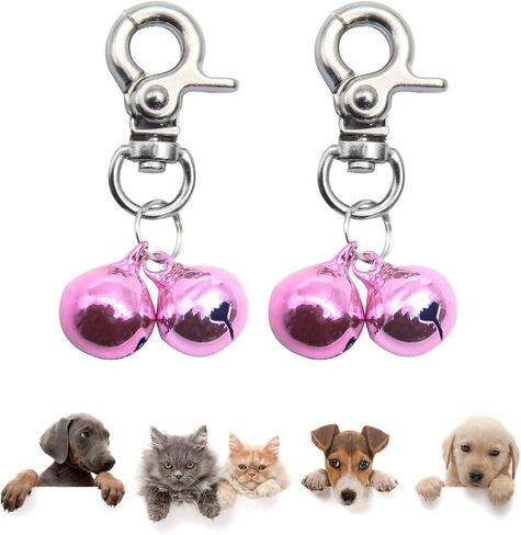 SCENEREAL Bells for Dog Collars - 2 Pack Pet Hanging Ring Bell Accessories for Dog & Cat, Pet Pendant Collar Charm with Heavy Duty Snap Clips, Sliver Bells for Tracking and Training Christmas Gift in Kuwait
