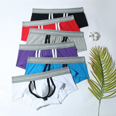Evankin Men's Hollow Out Boxer Briefs Sexy Cotton Underwear Breathable Low Rise Lingerie with Removable Pouch in Saudi Arabia