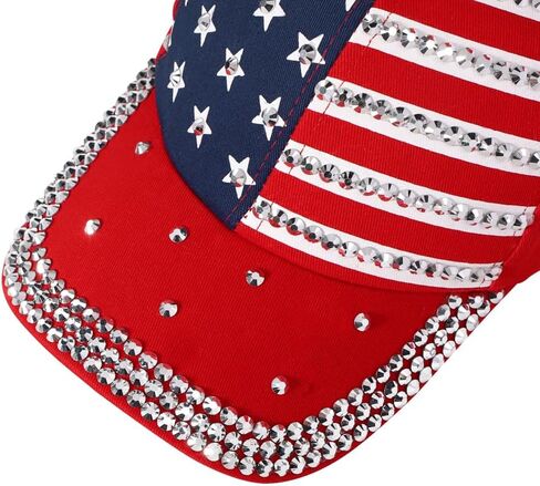 SIQITECHNO Women Rhinestone American Flag Baseball Cap Sparkly USA Flag Hat The 4th of July Hat Hip Hop Cap Adjustable in Saudi Arabia