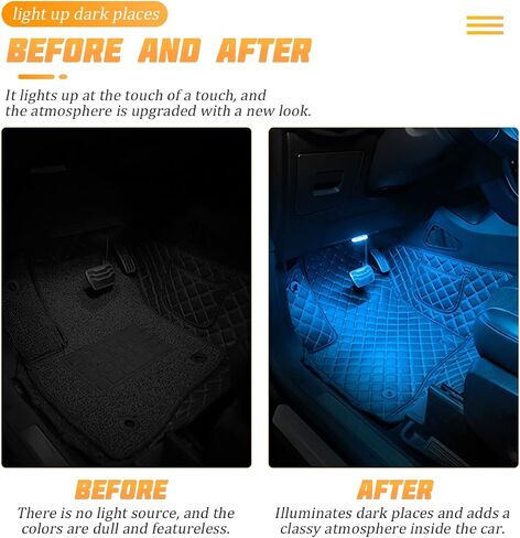 2 Pcs Upgrade Magnetic Car LED Lights Interior, 7 Colors Wireless Ambient Lighting, USB Rechargeable Reading Lights Atmosphere Lamp, Touch Light Interior Decoration for Ceiling Roof in Saudi Arabia