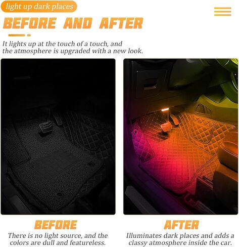 2 Pcs Upgrade Magnetic Car LED Lights Interior, 7 Colors Wireless Ambient Lighting, USB Rechargeable Reading Lights Atmosphere Lamp, Touch Light Interior Decoration for Ceiling Roof in Saudi Arabia