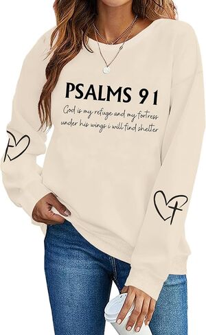 Christian Sweatshirts for Women Psalms 91 Sweatshirt Faith Bible Verse Long Sleeve Religious Graphic Pullover Tops in Kuwait