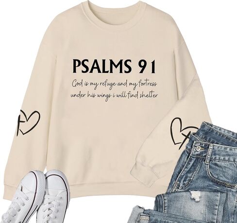 Christian Sweatshirts for Women Psalms 91 Sweatshirt Faith Bible Verse Long Sleeve Religious Graphic Pullover Tops in Kuwait