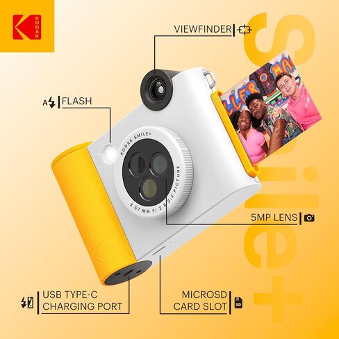 حزمة هدايا KODAK Smile + كاميرا طباعة رقمية فورية 2 في 1 وطابعة صور + حافظة + ورق صور خلفي لاصق Zink 2x3 20pk + ألبوم + مجموعات ملصقات + إطارات ملصقات + إطارات معلقة + أقلام تحديد - وردي in Saudi Arabia