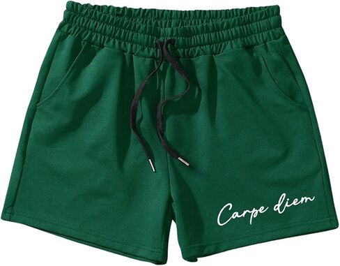 OYOANGLE Men's Summer Letter Print Drawstring Waist Casual Shorts Active Workout Gym Shorts in Saudi Arabia