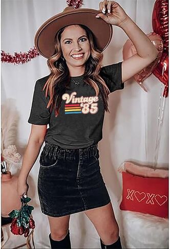 Vintage 1985 Shirt Women 40th Birthday Tshirt Forty Gift Shirts 40 Years of Birthday Party Tee Born in 1985 Novelty Top in Kuwait