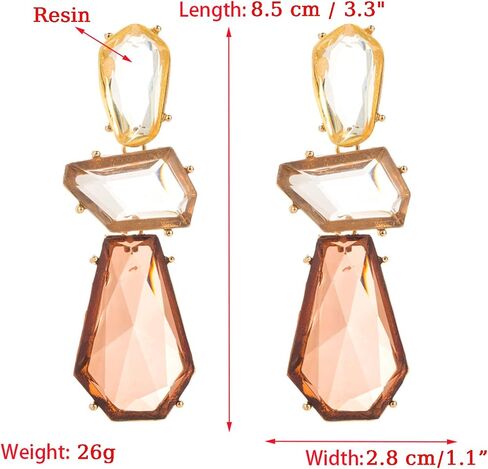 Statement Earrings for Women Vintage Brown Rhinestone Earrings Big Boho Colorful Earrings Large Crystal Drop Dangle Earring Formal Earrings Prom Party Jewelry Gift in Kuwait