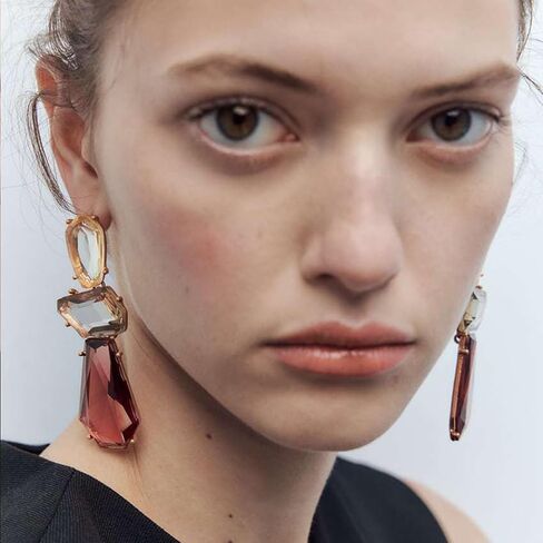 Statement Earrings for Women Vintage Brown Rhinestone Earrings Big Boho Colorful Earrings Large Crystal Drop Dangle Earring Formal Earrings Prom Party Jewelry Gift in Kuwait