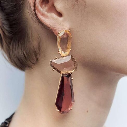 Statement Earrings for Women Vintage Brown Rhinestone Earrings Big Boho Colorful Earrings Large Crystal Drop Dangle Earring Formal Earrings Prom Party Jewelry Gift in Kuwait