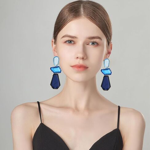 Statement Earrings for Women Vintage Brown Rhinestone Earrings Big Boho Colorful Earrings Large Crystal Drop Dangle Earring Formal Earrings Prom Party Jewelry Gift in Kuwait