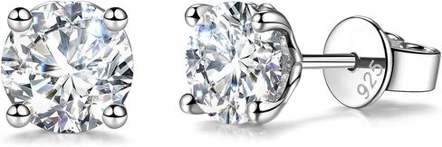 Agvana 0.6-2 Ct. Tw. Lab-Grown Diamond 4-Prong Stud Earrings in Sterling Silver (D-E Color, VS Clarity) Fine Jewelry for Women Anniversary Birthday Gifts for Her in Saudi Arabia