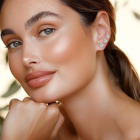 Agvana 0.6-2 Ct. Tw. Lab-Grown Diamond 4-Prong Stud Earrings in Sterling Silver (D-E Color, VS Clarity) Fine Jewelry for Women Anniversary Birthday Gifts for Her in Saudi Arabia