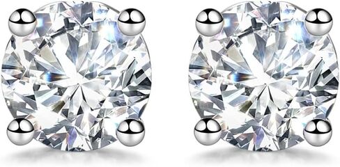 Agvana 0.6-2 Ct. Tw. Lab-Grown Diamond 4-Prong Stud Earrings in Sterling Silver (D-E Color, VS Clarity) Fine Jewelry for Women Anniversary Birthday Gifts for Her in Saudi Arabia