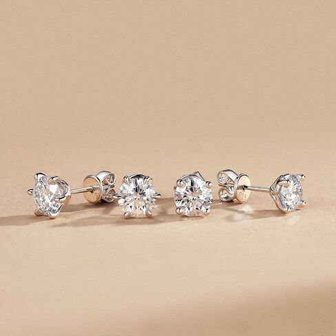 Agvana 0.6-2 Ct. Tw. Lab-Grown Diamond 4-Prong Stud Earrings in Sterling Silver (D-E Color, VS Clarity) Fine Jewelry for Women Anniversary Birthday Gifts for Her in Saudi Arabia