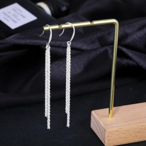 Long Dangle Earrings for Women 925 Sterling Silver / 16K Gold Tassel Chain Dangle Drop Earrings for Women Dainty Minimalist Dangling Drop Earrings for Prom Party Jewelry in Kuwait