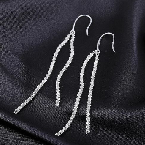 Long Dangle Earrings for Women 925 Sterling Silver / 16K Gold Tassel Chain Dangle Drop Earrings for Women Dainty Minimalist Dangling Drop Earrings for Prom Party Jewelry in Kuwait