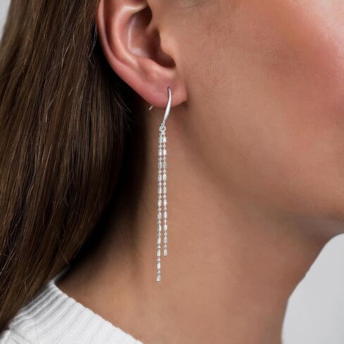 Long Dangle Earrings for Women 925 Sterling Silver / 16K Gold Tassel Chain Dangle Drop Earrings for Women Dainty Minimalist Dangling Drop Earrings for Prom Party Jewelry in Kuwait