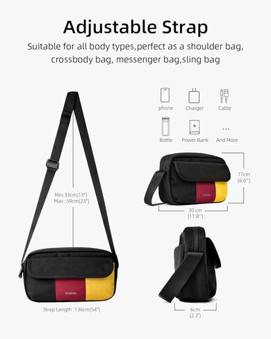 حقيبة كروس للنساء والرجال حقيبة كتف بحمالة كتف للسفر خفيفة الوزن ومقاومة للماء مع حزام قابل للتعديل للحمل اليومي حقيبة كاجوال للعمل غير الرسمي وصالة الألعاب الرياضية in Kuwait
