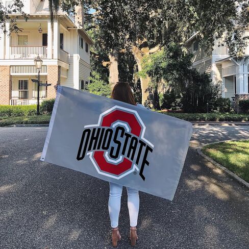 لافتات علم جامعة ولاية أوهايو من صبار الصحراء، أعلام Buckeyes OSU، 100% بوليستر للاستخدام الداخلي والخارجي 3×5 (النمط 8) in Saudi Arabia