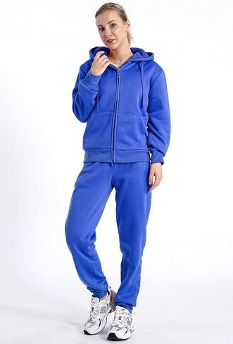 Womens Sweatsuits Sets Casual Fur Lining Fleece Hoody Sweatshirt and Sweatpants Athletic Clothing Sets in Saudi Arabia