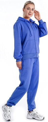 Womens Sweatsuits Sets Casual Fur Lining Fleece Hoody Sweatshirt and Sweatpants Athletic Clothing Sets in Saudi Arabia