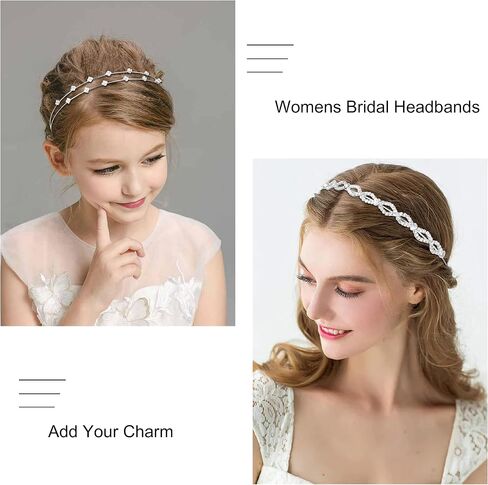 WOVOWOVO 4 Pcs Rhinestone Headbands for Women Silver Bridal Headband Crystal Flower Girl Headpiece Flower Leaf Tiara Crown Head Band Wedding Hair Accessories for Girls in Saudi Arabia
